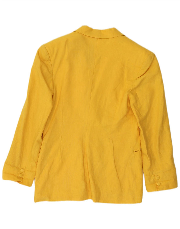POP 84 Damen-Blazer mit 2 Knöpfen, UK 12, mittelgelbes Leinen