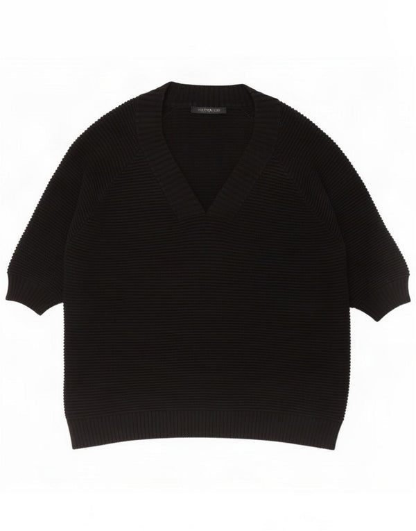 French Connection Womens 3/4 Sleeve V-Neck Jumper Sweater UK 14 Medium Blac