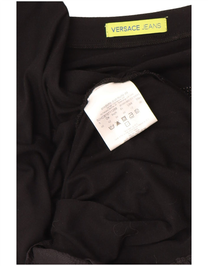 Versace Damen Fledermaus-Tunikakleid IT 48 XL Schwarze Viskose