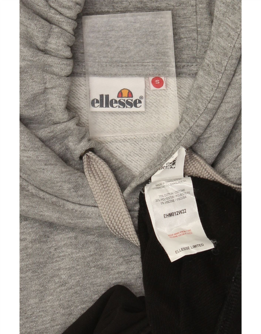 Ellesse Herren-Kapuzenpullover, klein, graue Farbblock-Baumwolle