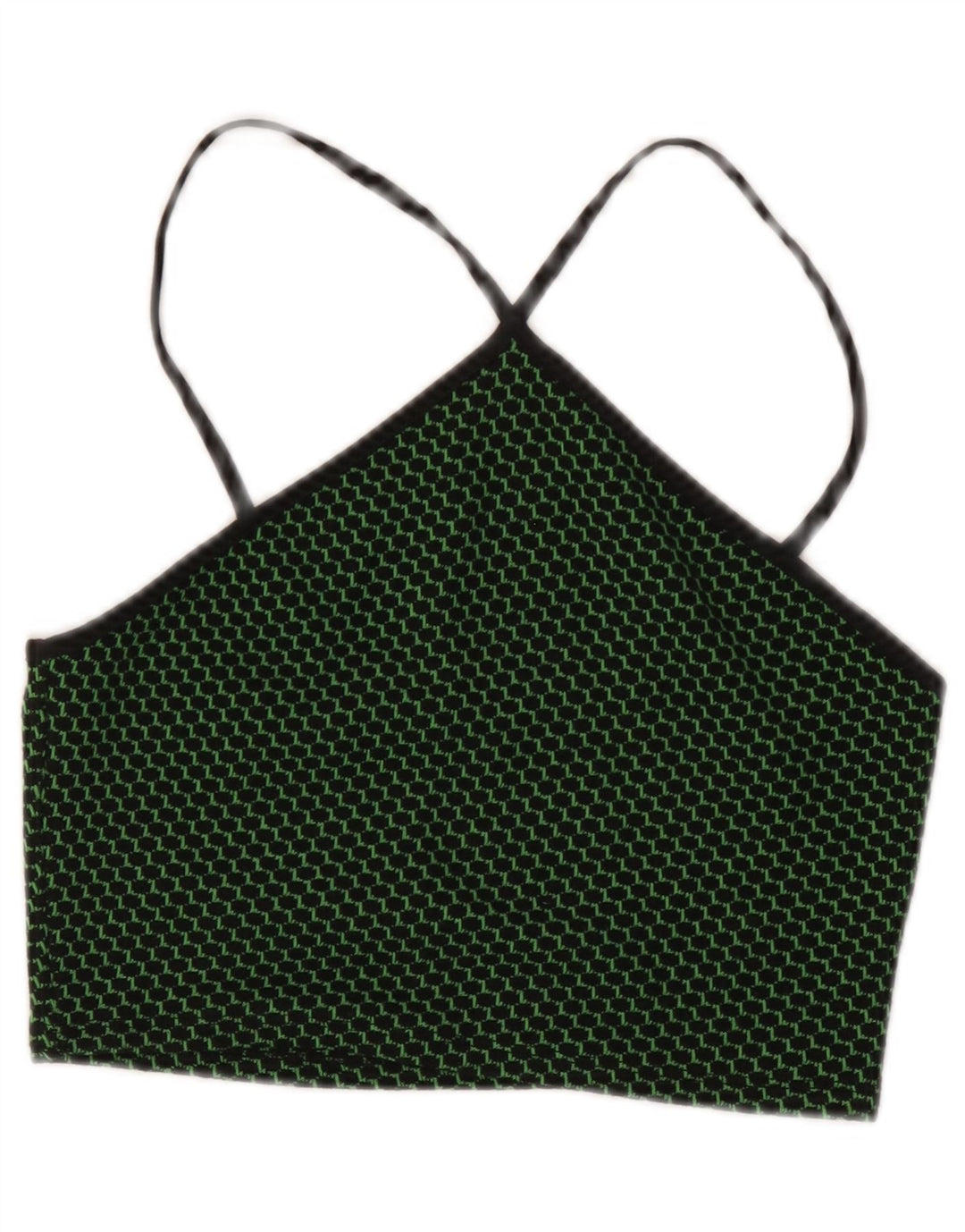 Zara Damen Crop Neckholder Top UK 12 Mittelgrün gepunktet