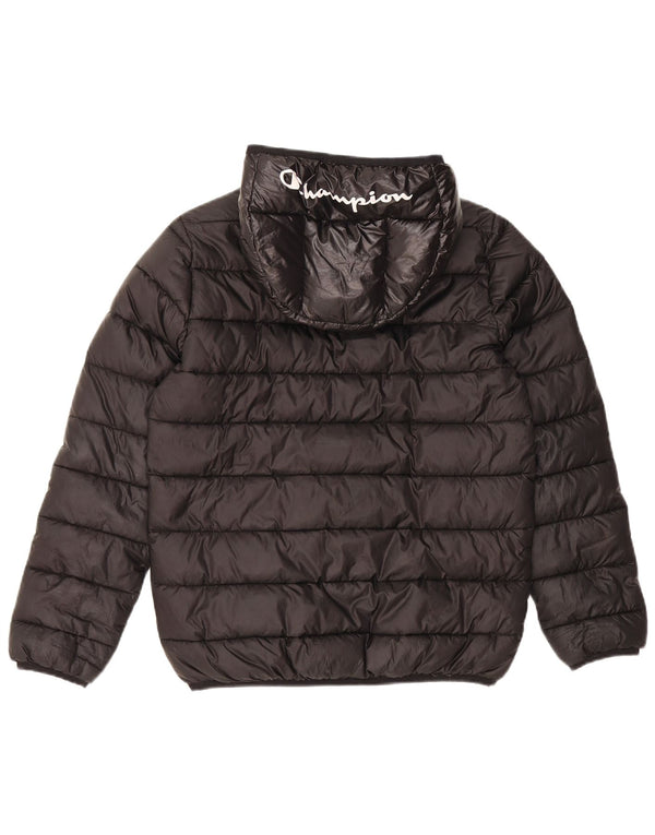 Champion Wattierte Jacke mit grafischer Kapuze für Jungen, 11–12 Jahre, Größe L, Schwarz