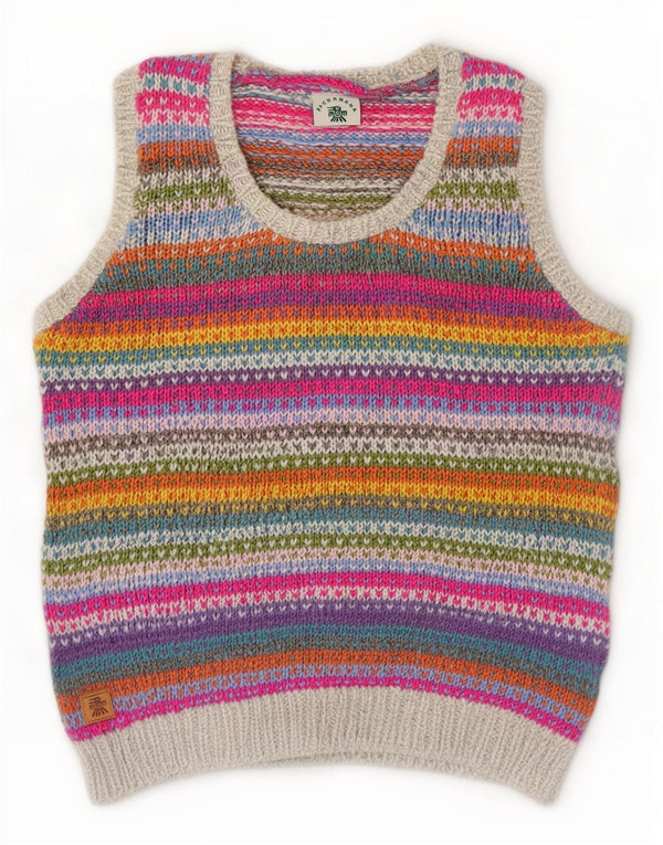 Pachamama Damen Handgefertigtes Weste-Tanktop UK 14 Medium Mehrfarbig gestreift