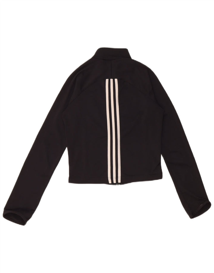 Adidas Damen Crop Trainingsanzug Top Jacke UK 10 Small Schwarz Polyester