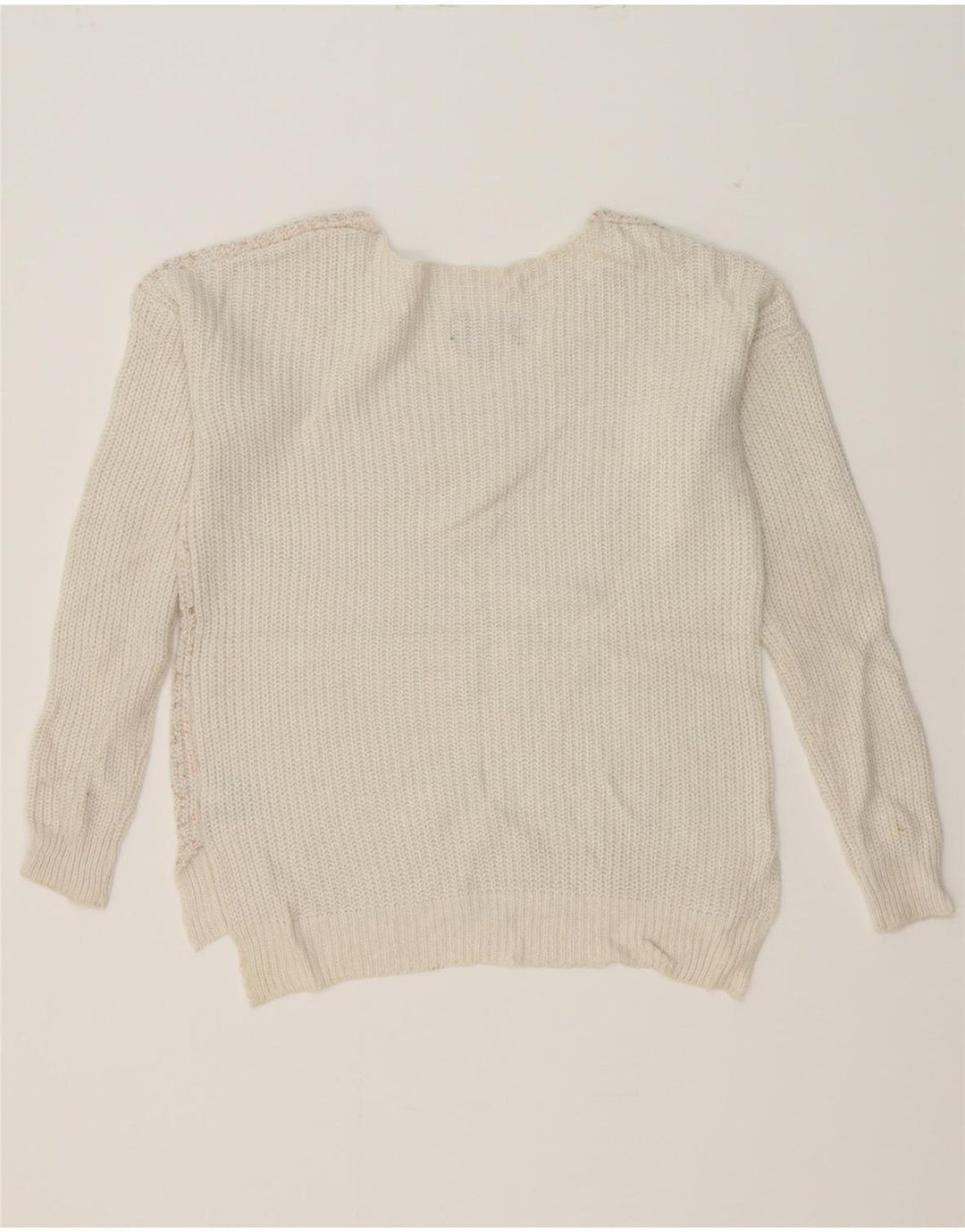 MOSSIMO Womens V-Neck Jumper Sweater UK 14 Medium Off White Flecked Vintage Mossimo and Second-Hand Mossimo from Messina Hembry 
