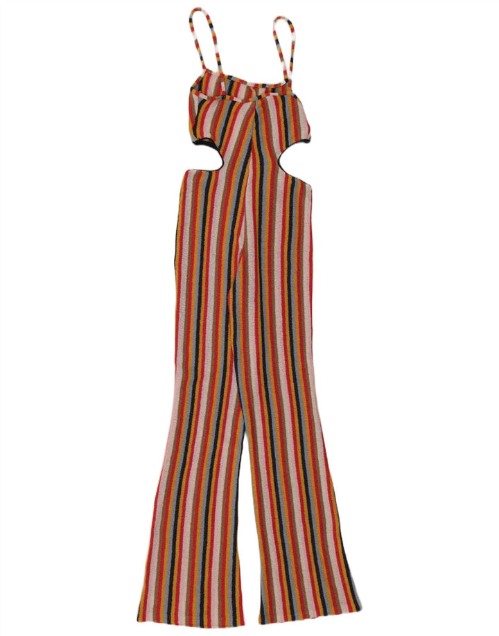 Zara Damen-Overall mit Cut-Outs, ärmellos, Gr. 8, klein, mehrfarbig, gestreift