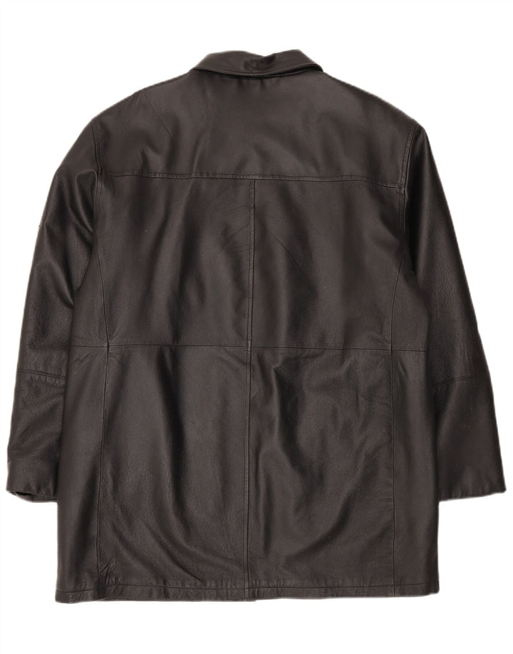 Union River Herren-Ledermantel, Größe 41/43, großes schwarzes Leder