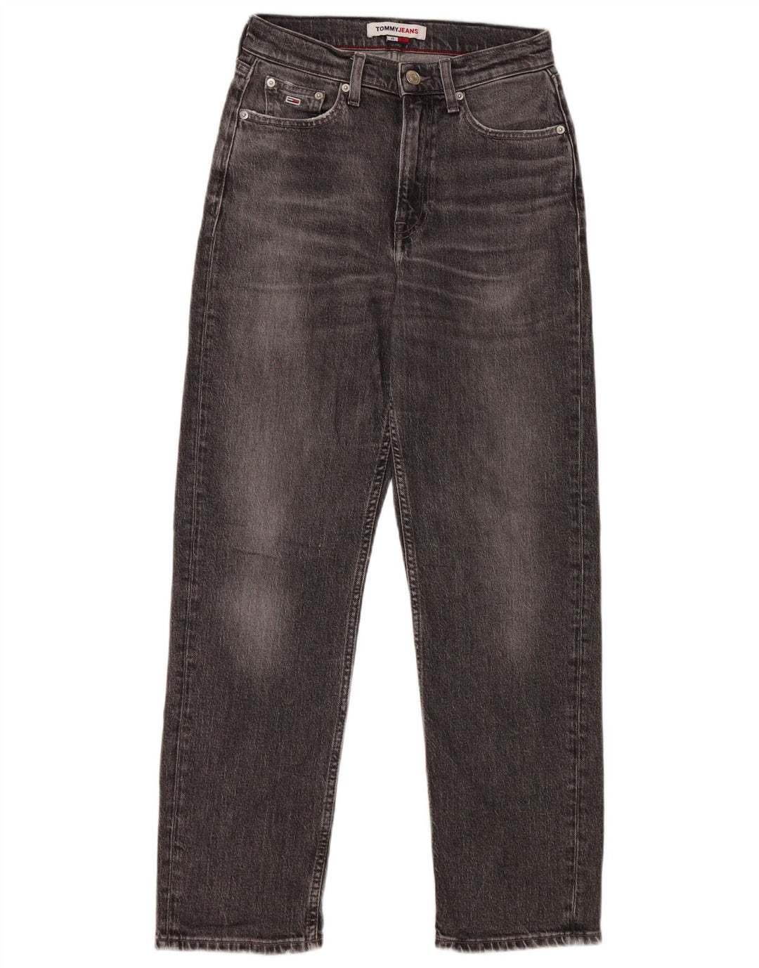 TOMMY HILFIGER Damen Harper High Rise Straight Jeans W25 L27 Graue Baumwolle