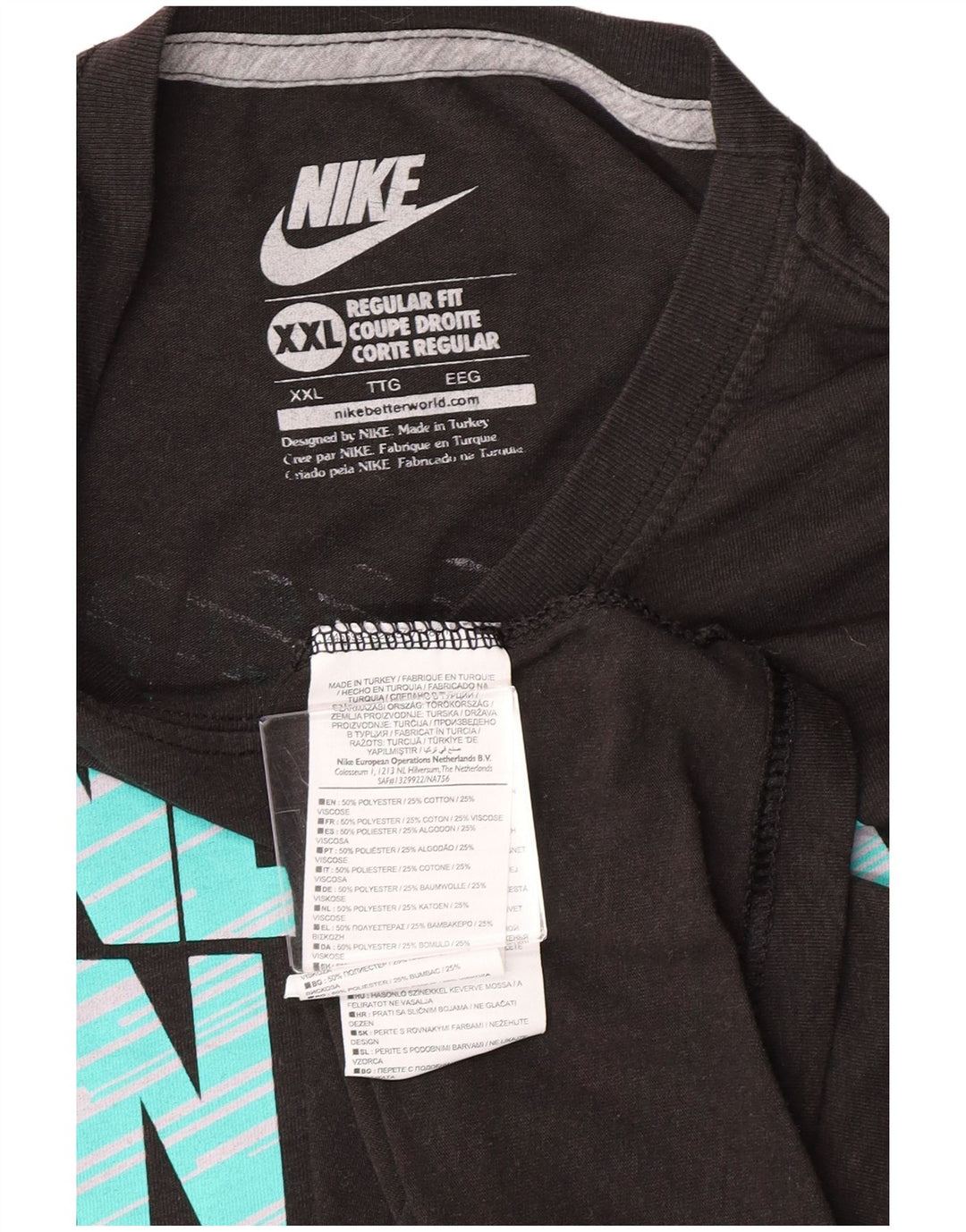 Nike Herren-T-Shirt mit normaler Passform und Grafik, 2XL, schwarzes Polyester