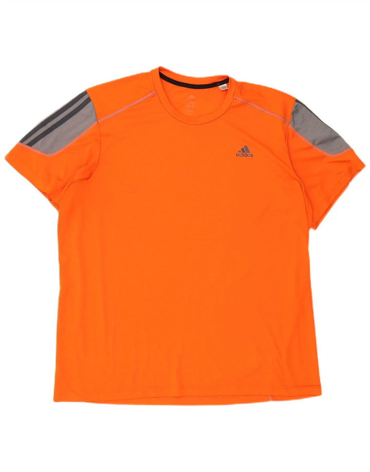 ADIDAS Herren Climalite T-Shirt Top 2XL Orange Colourblock Polyester