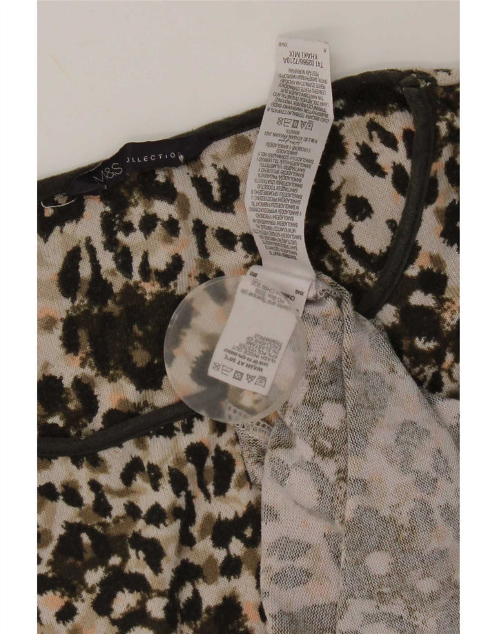 Marks & Spencer Damen Tunika-Oberteil UK 12 Medium Khaki Animal Print