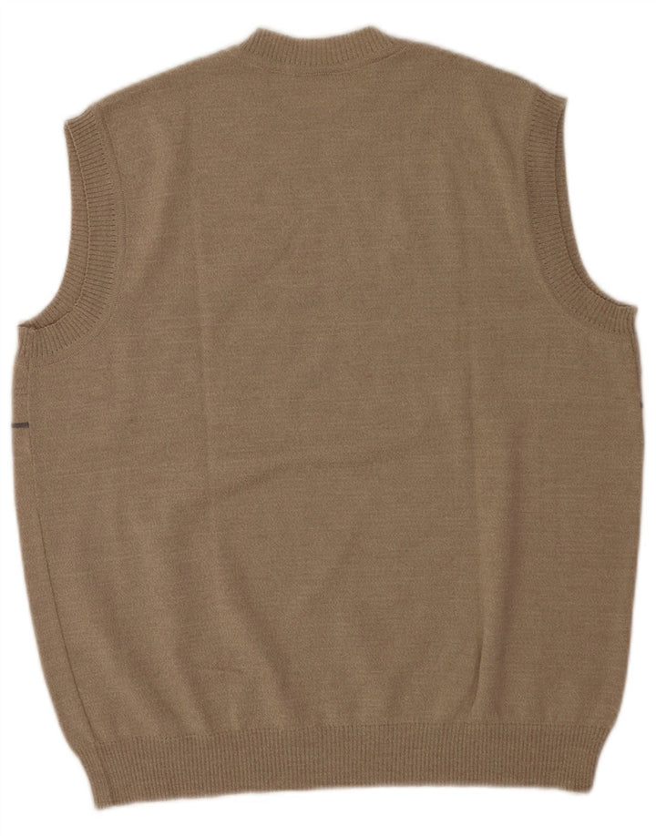 Vintage Herren Weste Tank Top IT 52 Große grau gestreifte Schurwolle