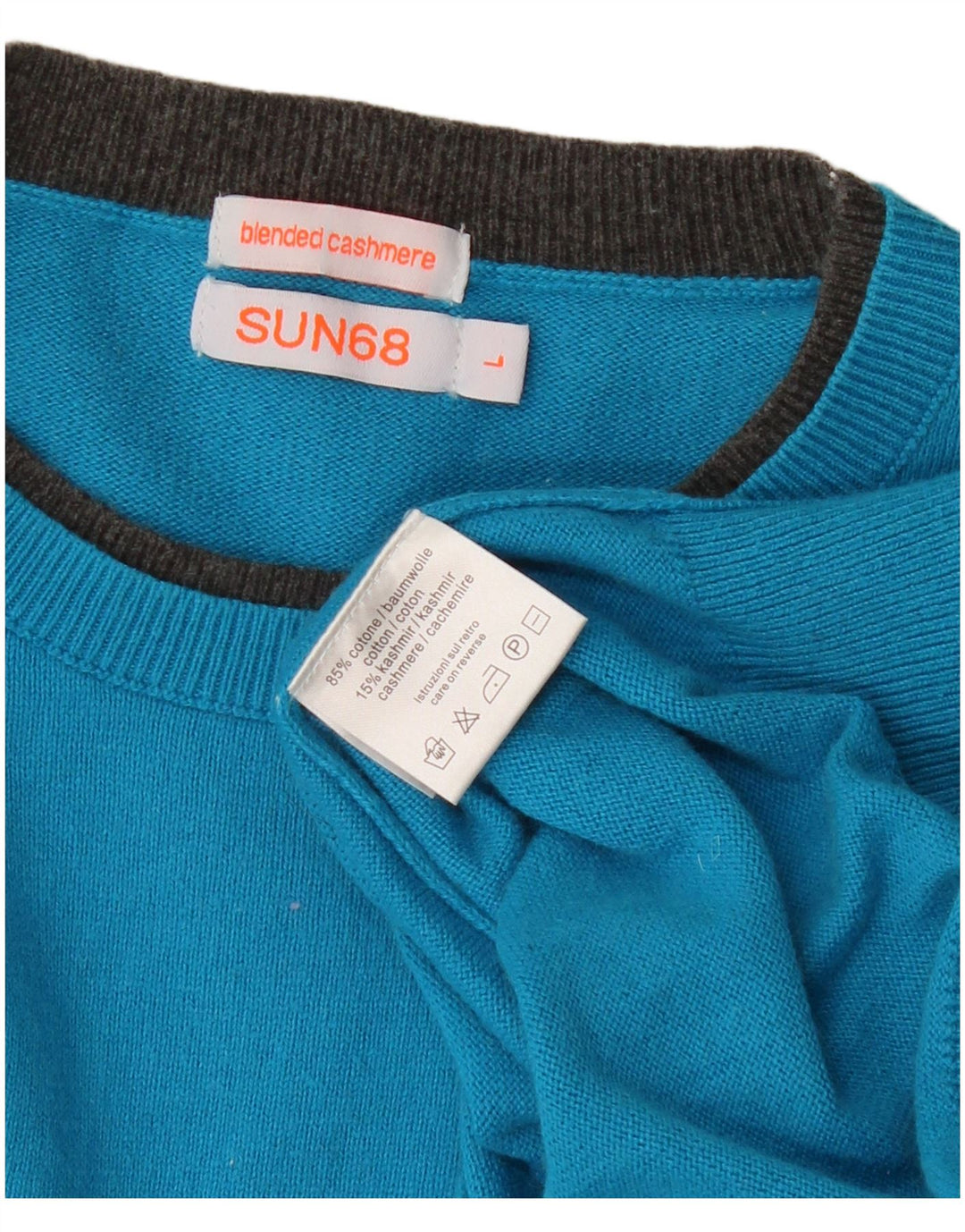 SUN68 Damen-Pullover mit U-Boot-Ausschnitt, Gr. 16, Größe L, Blau, Baumwolle