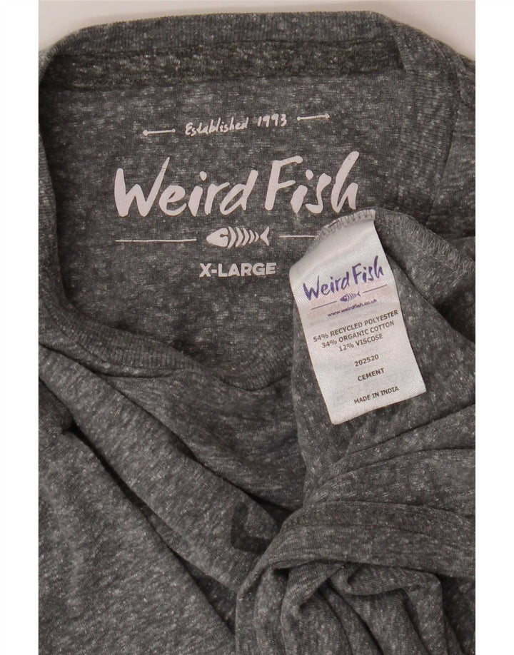 Weird Fish Herren-T-Shirt mit Grafik, XL, grau meliert, Polyester