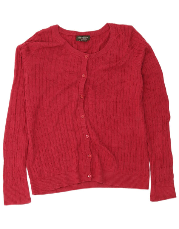 Eddie Bauer Damen-Cardigan-Pullover UK 16 Große Burgunderrote Baumwolle