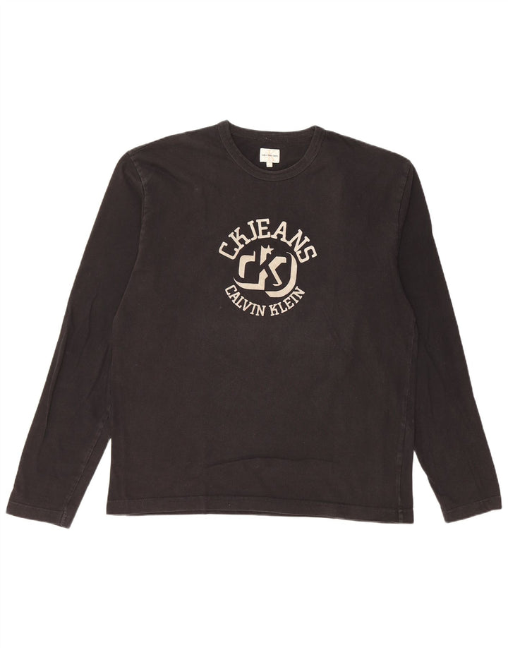 Calvin Klein Jeans Herren Graphic Top Langarm Large Schwarz Baumwolle