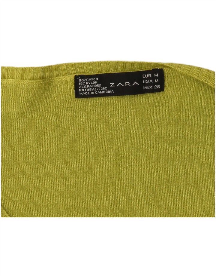 Zara Damen-Pullover mit V-Ausschnitt, UK 12, Mittelgrün, Viskose