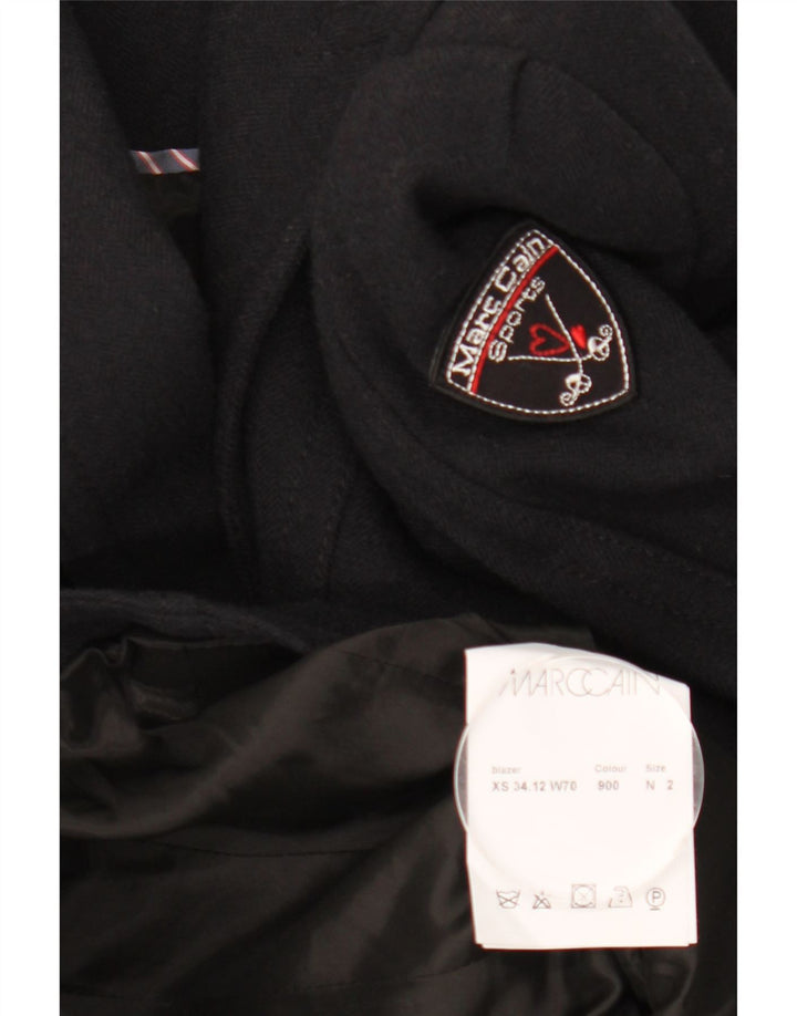 Marc Cain Damen 3-Knopf-Blazerjacke UK 6 XS Schwarze Wolle