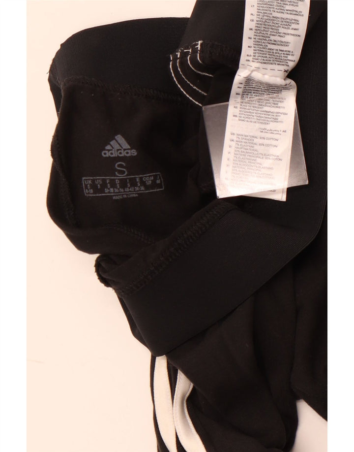 ADIDAS Damen Leggings UK 8/10 Small Schwarz Baumwolle