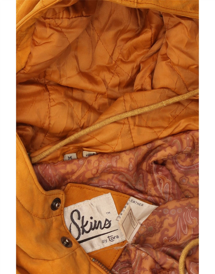 Vintage Herren Wildlederjacke mit Kapuze UK 38 Mittelbraunes Leder