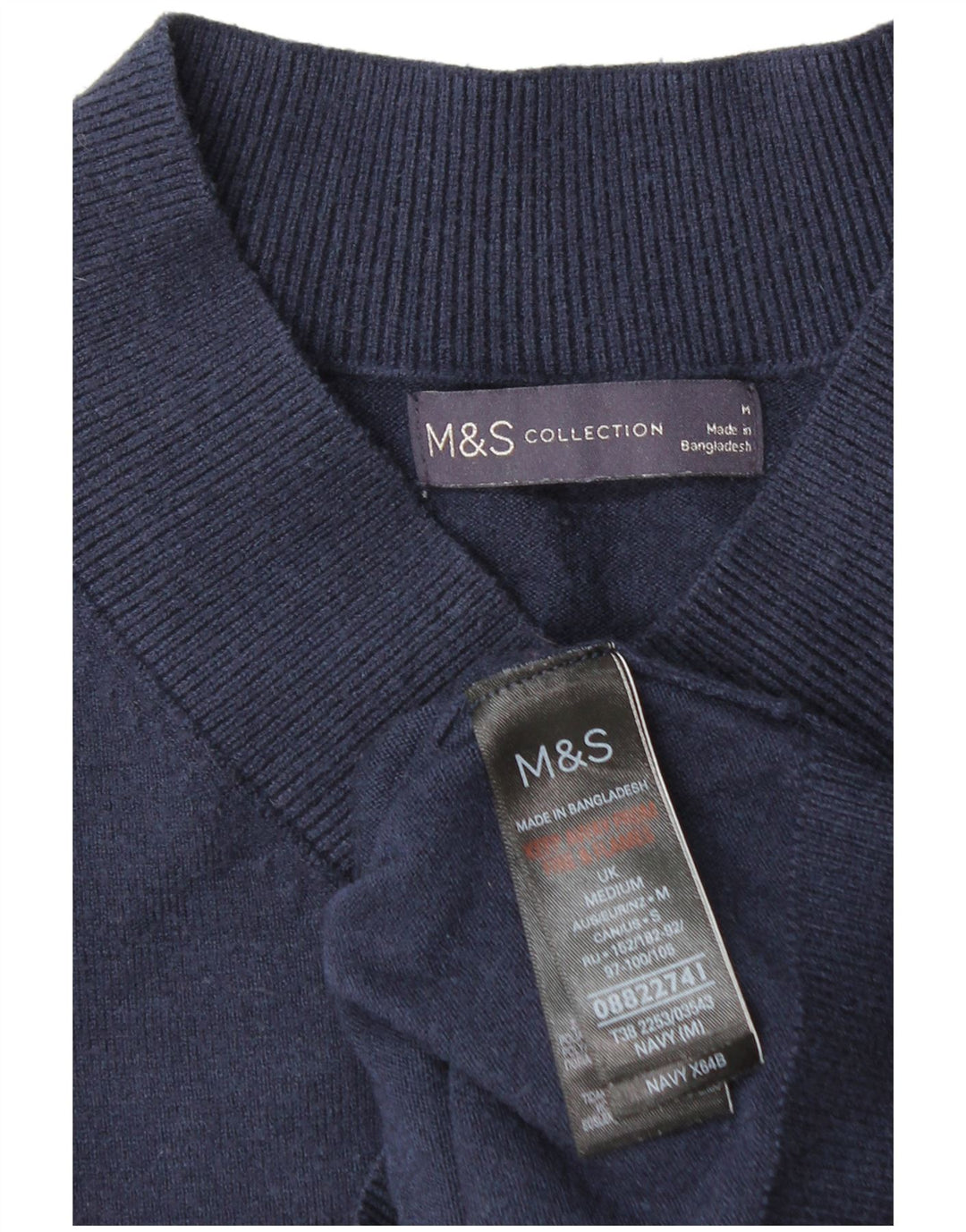 Marks & Spencer Damen-Pullover mit V-Ausschnitt, Gr. 14, mittlere marineblaue Viskose