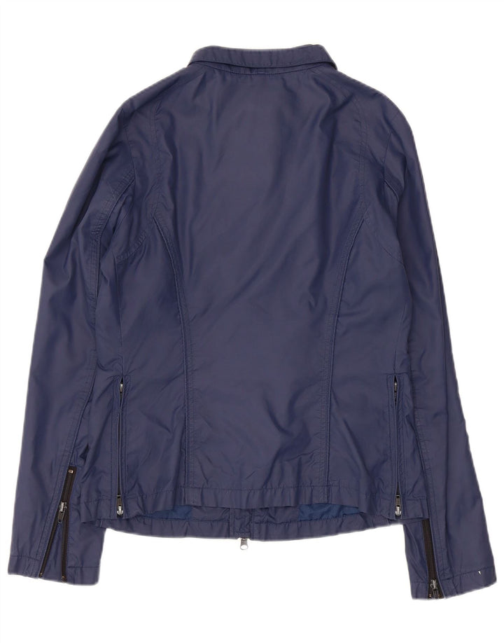 Blauer Damen Bomberjacke UK 12 Medium Marineblau Polyamid