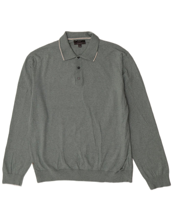 Marks & Spencer Mens Polo Neck Jumper Sweater XL Green Cotton