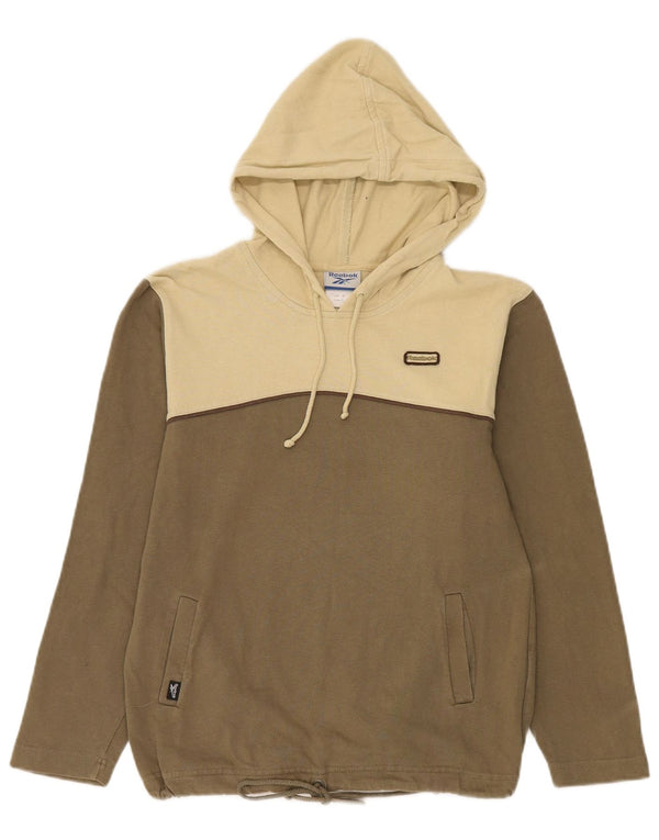 Reebok Damen Kapuzenpullover UK 12 Medium Khaki Colourblock Baumwolle