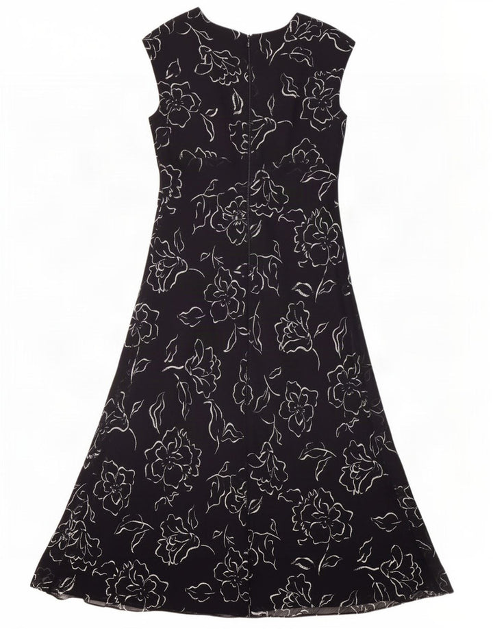 Ärmelloses Damen-Maxikleid von Chaps, Größe S, Schwarz, Blumenmuster, Polyester