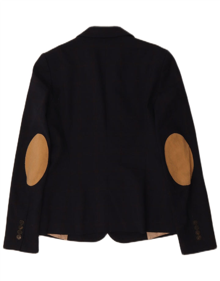 Zara Damen 1-Knopf-Blazerjacke UK 6 XS Marineblau Polyester