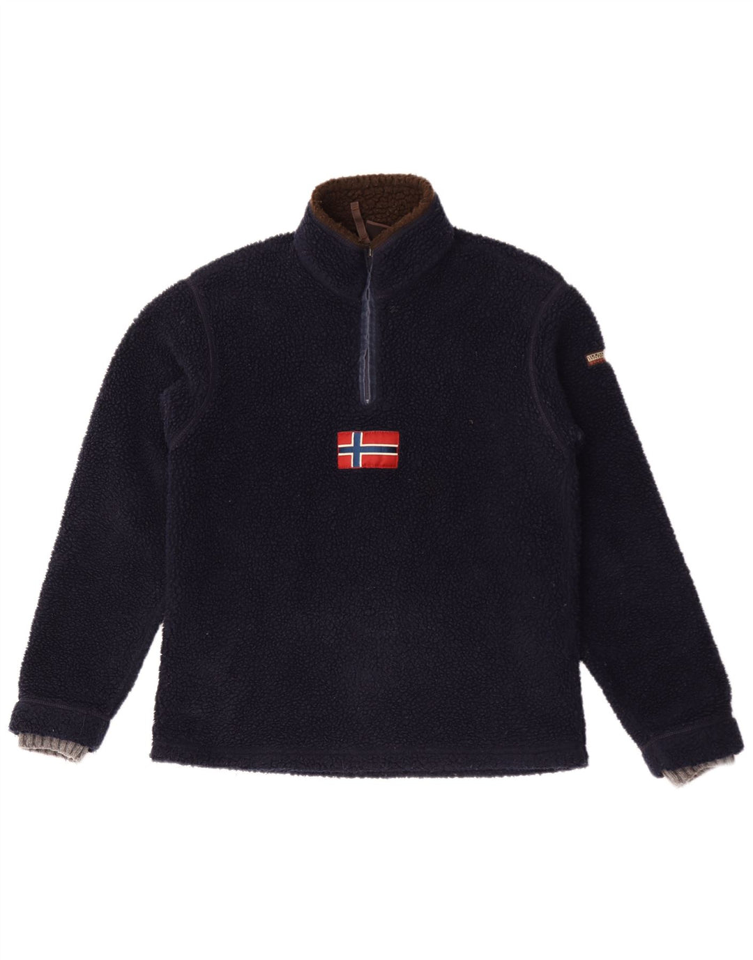 Napapijri Herren-Fleecepullover mit grafischem Reißverschluss und Halsausschnitt, mittelmarineblaues Polyester