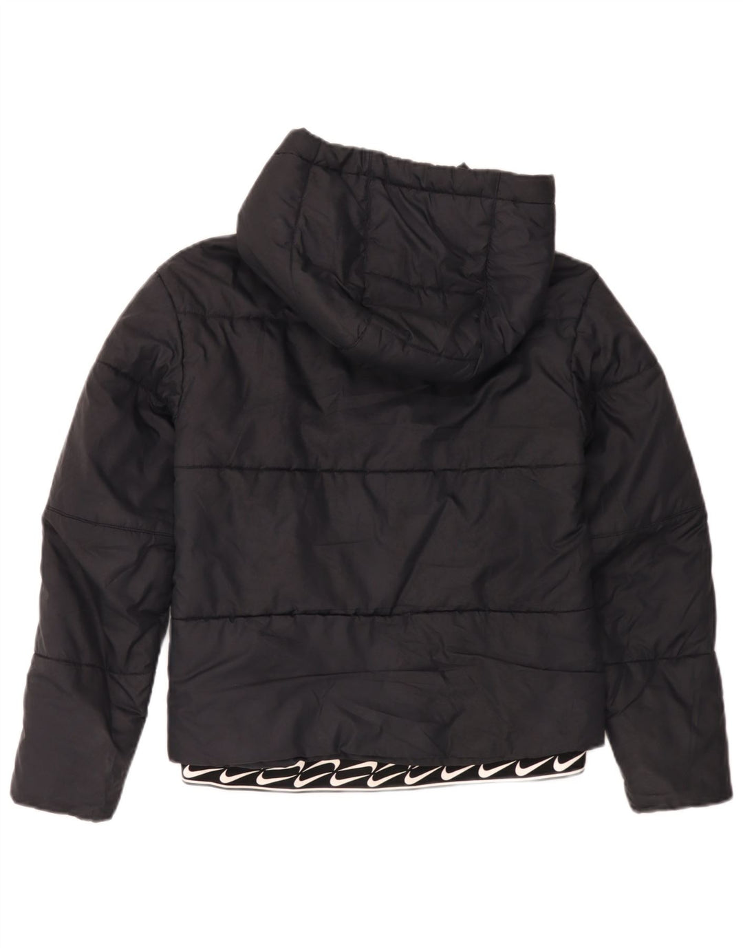 Nike Womens Graphic Hooded Wattierte Jacke UK 6 XS Schwarz Polyester