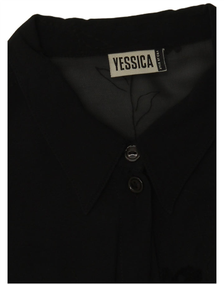Yessica Damen-Hemdbluse, durchsichtig, Gr. 16, groß, schwarz, geblümt