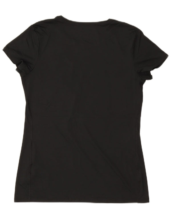 NIKE Damen Dri Fit Graphic T-Shirt Top UK 14 Large Schwarz Polyester