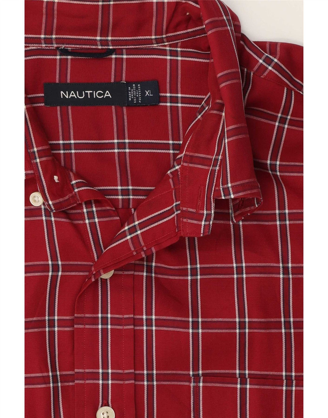 Nautica Herrenhemd XL, rot kariert, Baumwolle