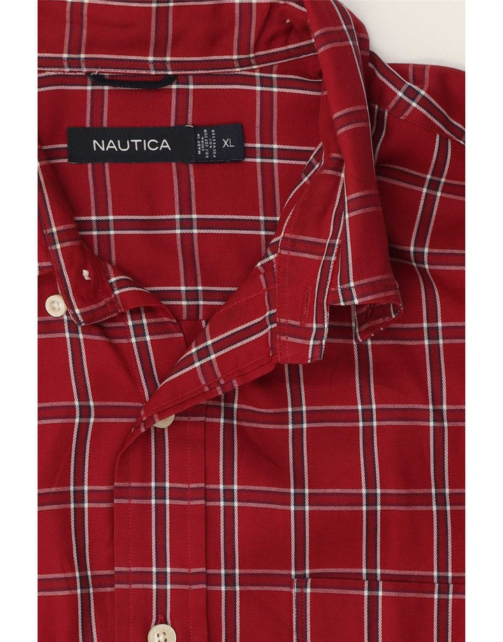 Nautica Herrenhemd XL, rot kariert, Baumwolle