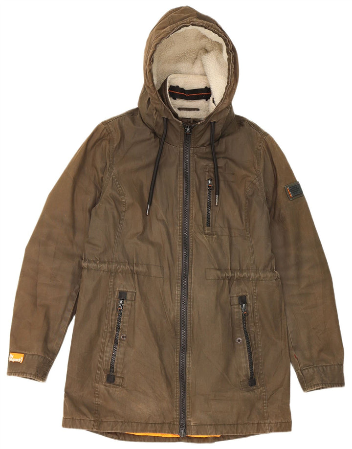 Superdry Herren-Parka mit Kapuze, UK 40, Größe L, Khaki, Polyester