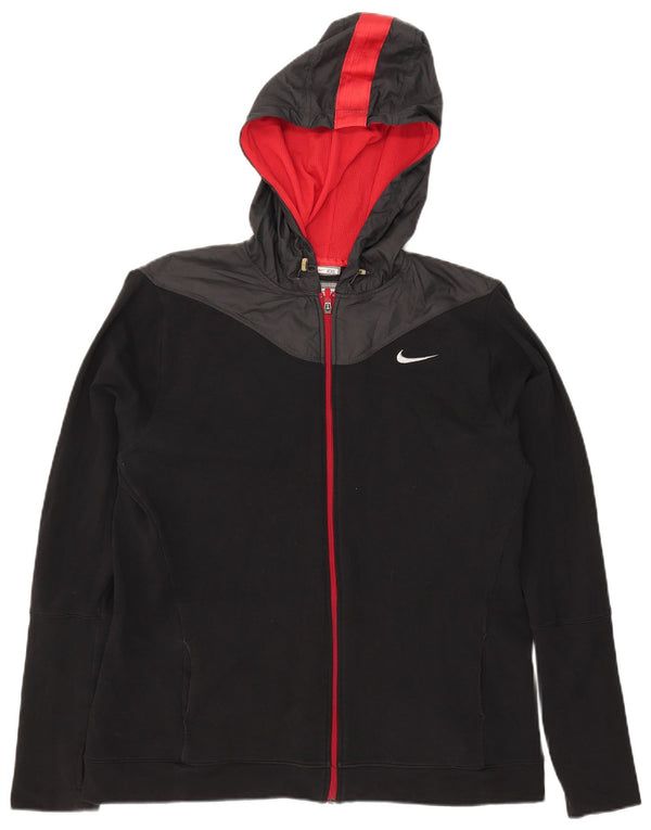 Nike Damen Zip Hoodie Pullover UK 20/22 2XL Schwarz Colourblock Baumwolle
