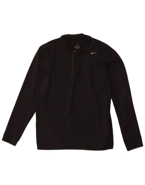 NIKE Herren-Oberteil mit Reißverschluss, langärmlig, XL, Schwarz, Farbblock, Polyester, Sport