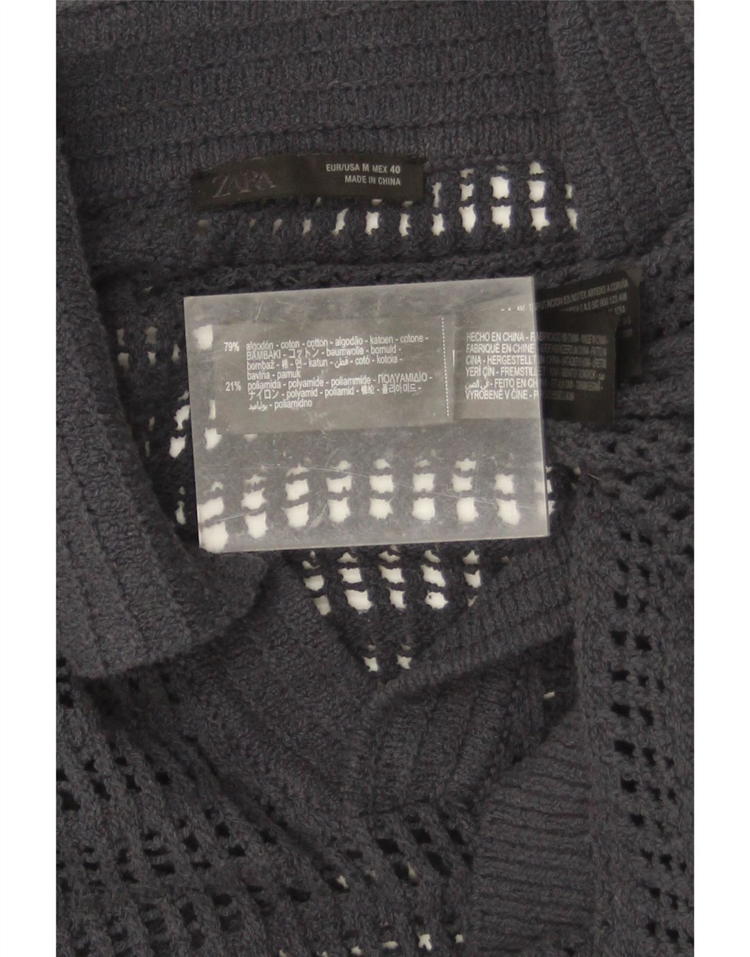 Zara Herren-Poloshirt aus mittelgrauer Baumwolle
