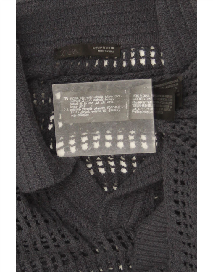 Zara Herren-Poloshirt aus mittelgrauer Baumwolle