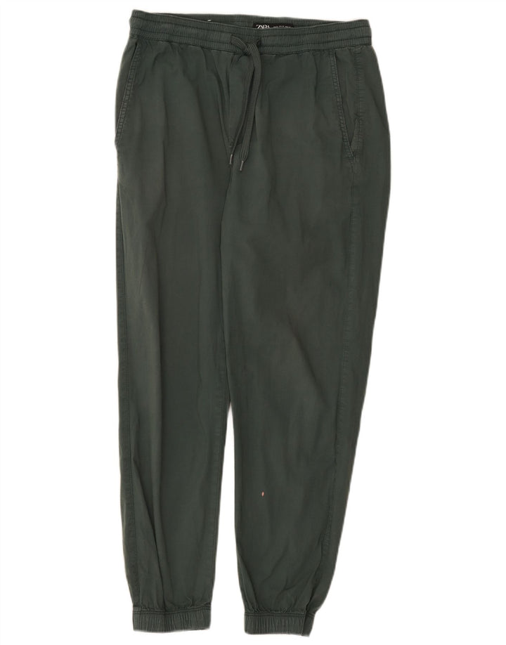 Zara Damen-Jogginghose, mittelgroß, W28, L26, grüne Baumwolle