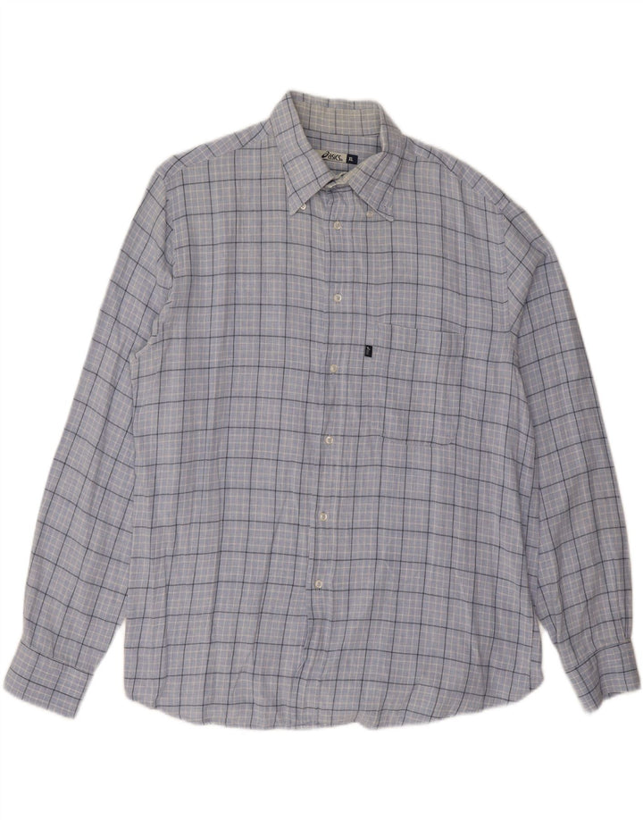 ASICS Mens Shirt XL Blue Check Cotton