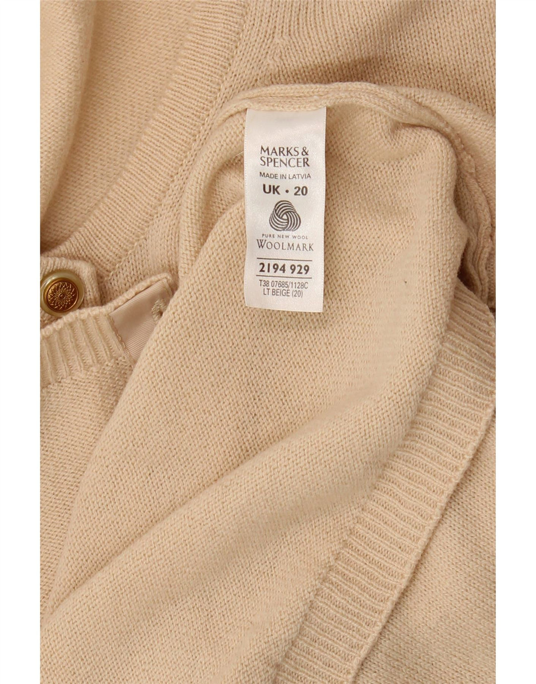 Marks & Spencer Damen-Cardigan-Pullover UK 20 2XL Beige Lammwolle