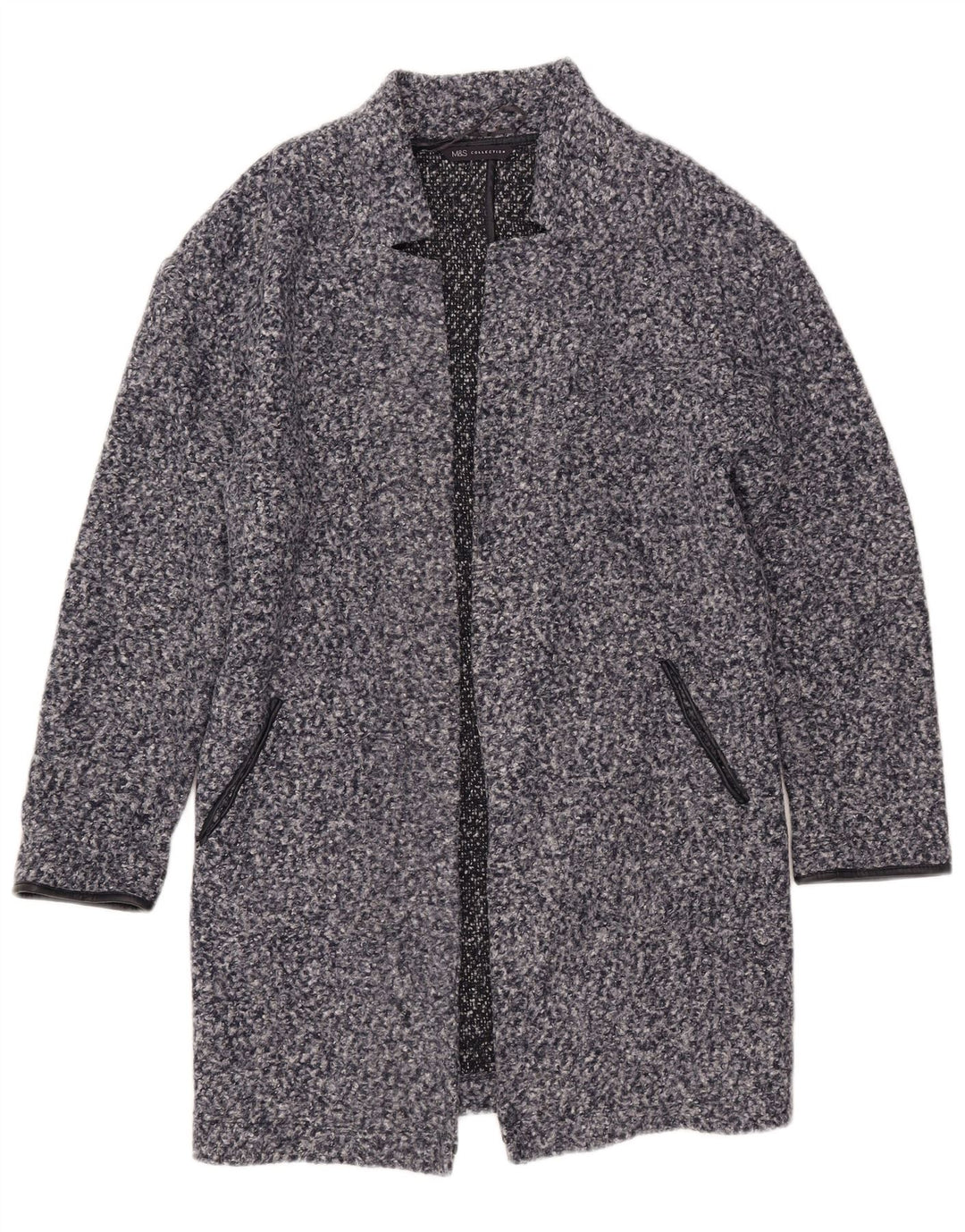 Marks & Spencer Damenmantel UK 8 Small Marineblau geflecktes Polyester
