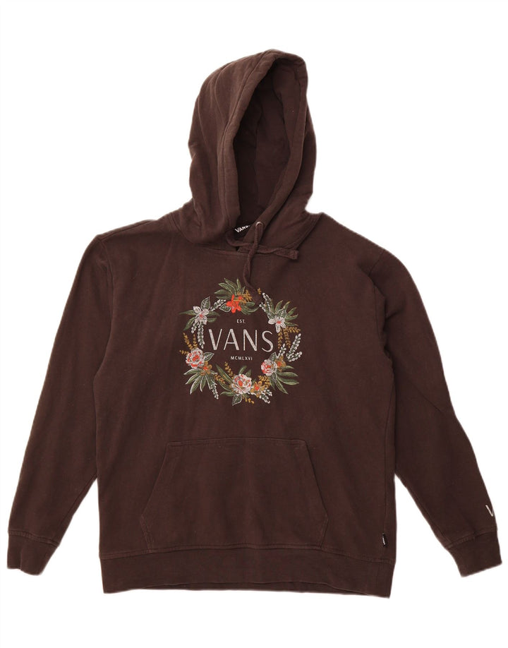 Vans Damen Graphic Hoodie Pullover UK 10 Small Braune Baumwolle
