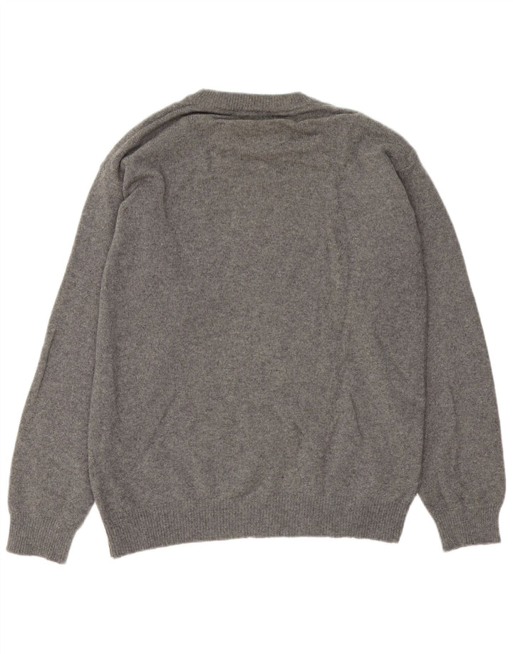 Marlboro Classics Herren-Pullover mit Rundhalsausschnitt, Größe L, graue Wolle