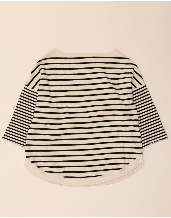 Zara Damen-Top, 3/4-Ärmel, UK-Größe 42, Mittelweiß, gestreift, Viskose, nautisch