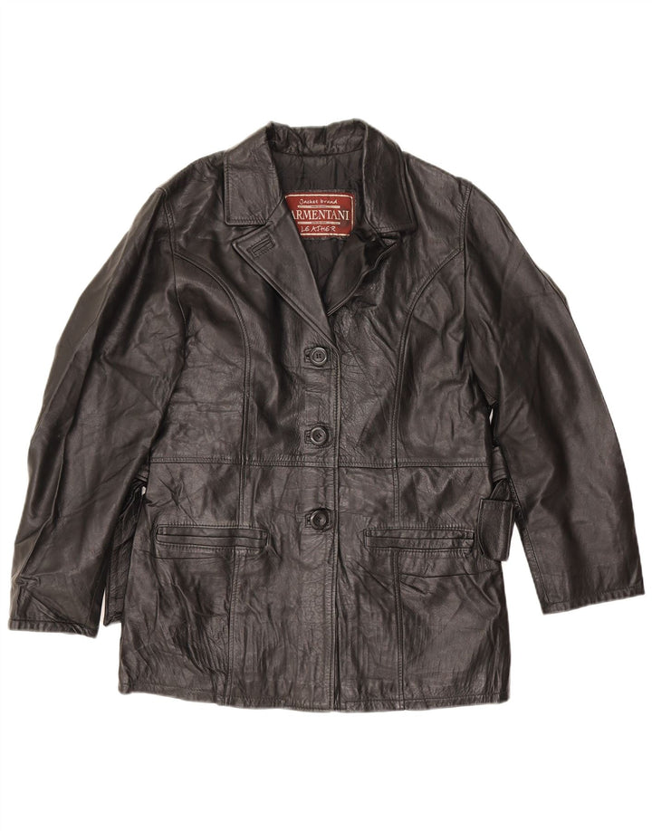 Vintage Damen Lederjacke UK 14 Mittelschwarzes Leder