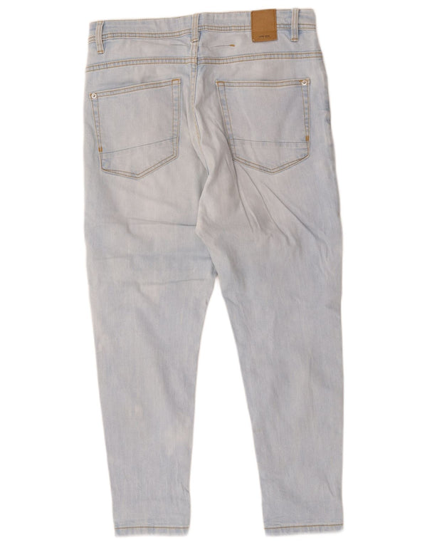 Zara Damen Distressed Slim Cropped Jeans EU 40 Medium W30 L25 Blaue Baumwolle
